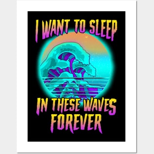 Vaporwave Great Wave Kanagawa Japan Posters and Art